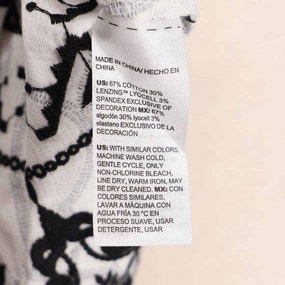 CHICO'S Poplin Embellished A-Line Midi Dress Boho Geo Print Tan Black Size 0/S - Picture 9 of 9